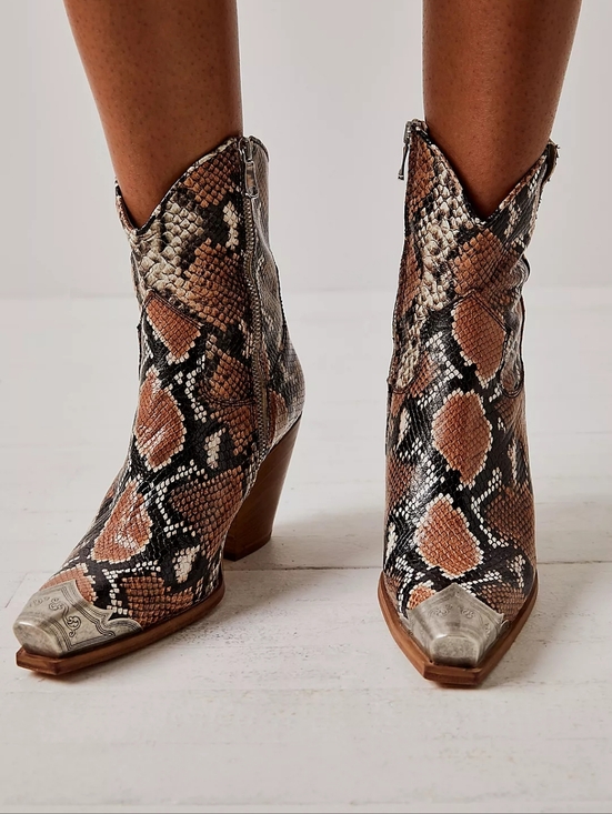 Free People Shoes - Free People Brayden Western Snakeskin Ankle Boots